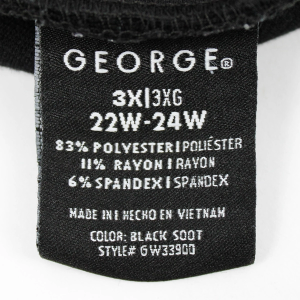 George Women's 3X Black Stretch Pull-On Dress Pant Tapered Leg 22W-24W