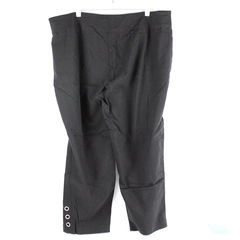 Zac & Rachel Women's 22W Black Pull-On Stretch Capris with Grommet Detailing 