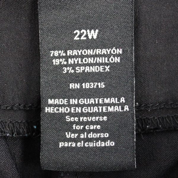 Zac & Rachel Women's 22W Black Pull-On Stretch Capris with Grommet Detailing 