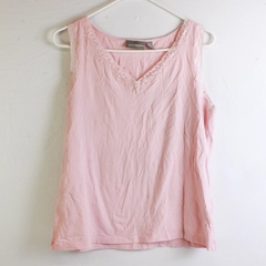 Croft & Barrow Stretch Pink Beaded W/ Lace Trip Sleeveless Cami Women's XL FLAW