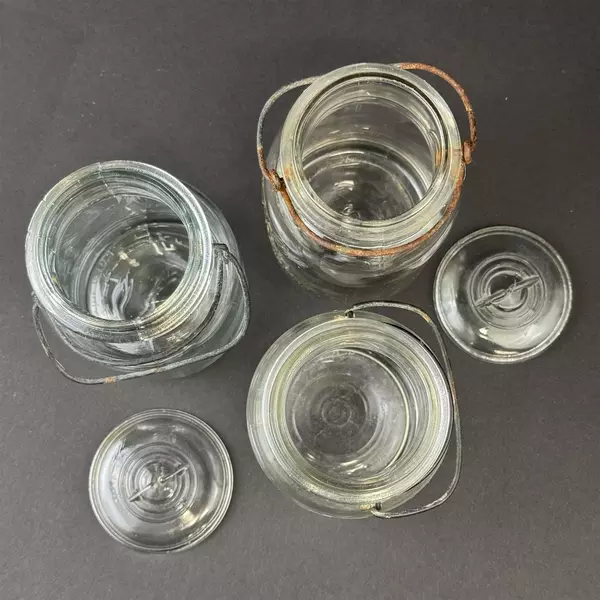3 Vintage Ball Ideal Wire Bail 1 Quart Narrow Mouth Canning Jars 2 With Lids