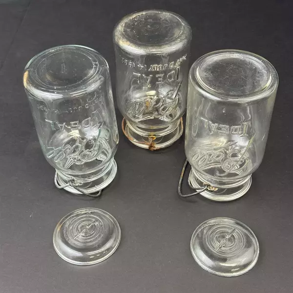 3 Vintage Ball Ideal Wire Bail 1 Quart Narrow Mouth Canning Jars 2 With Lids