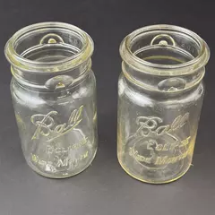 2 Vintage Ball Eclipse Wide Mouth Quart Glass Canning Jars No Lids Or Bails
