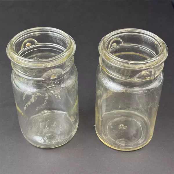 2 Vintage Ball Eclipse Wide Mouth Quart Glass Canning Jars No Lids Or Bails