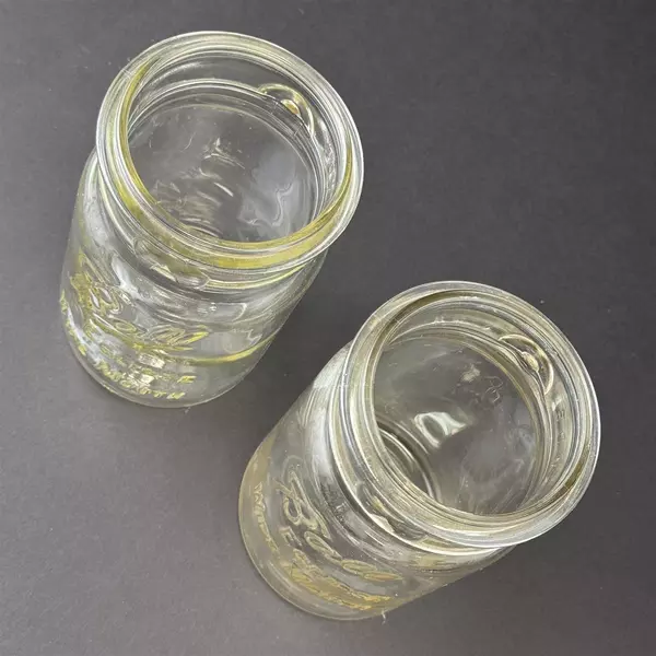 2 Vintage Ball Eclipse Wide Mouth Quart Glass Canning Jars No Lids Or Bails