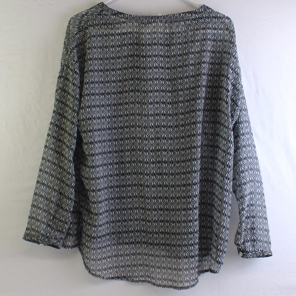 Old Navy Women's M Black and Gray Chiffon Sheer Blouse