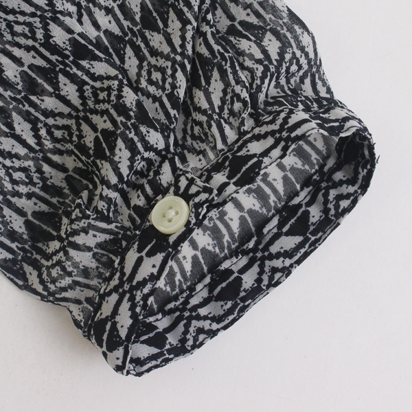 Old Navy Women's M Black and Gray Chiffon Sheer Blouse