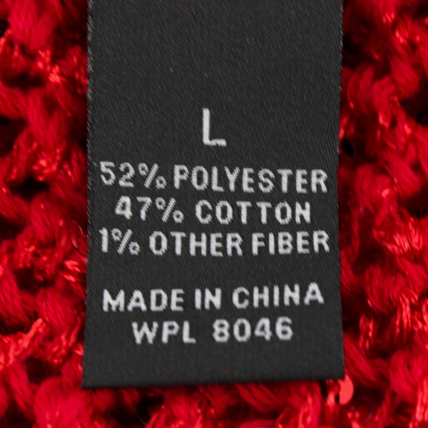 International Concepts Women's L Crochet Sequined Red Asymmetric Sweater Top