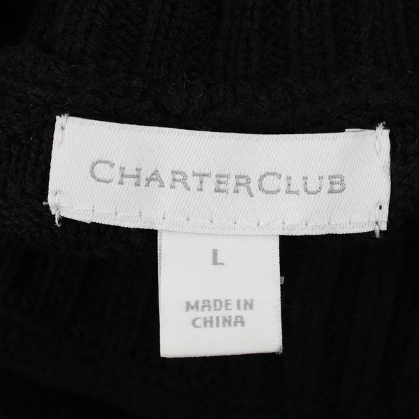 Charter Club Women's L Oversized Black Knit Turtleneck Sweater 