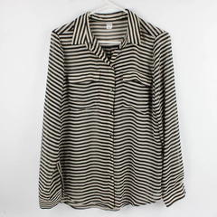 Old Navy Women's XL Striped Long Sleeve Sheer Button-Up Blouse