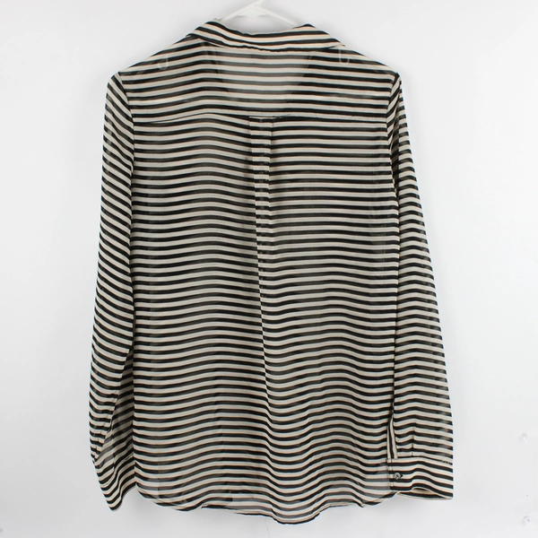 Old Navy Women's XL Striped Long Sleeve Sheer Button-Up Blouse
