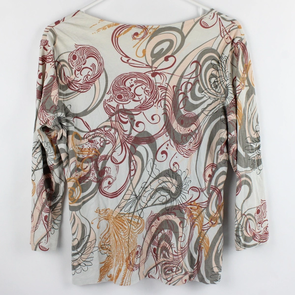 CAbi Women's L Multicolor Floral Wrap Top 3/4 Sleeve Blouse