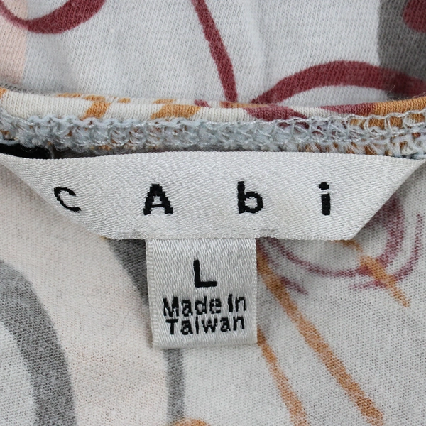 CAbi Women's L Multicolor Floral Wrap Top 3/4 Sleeve Blouse