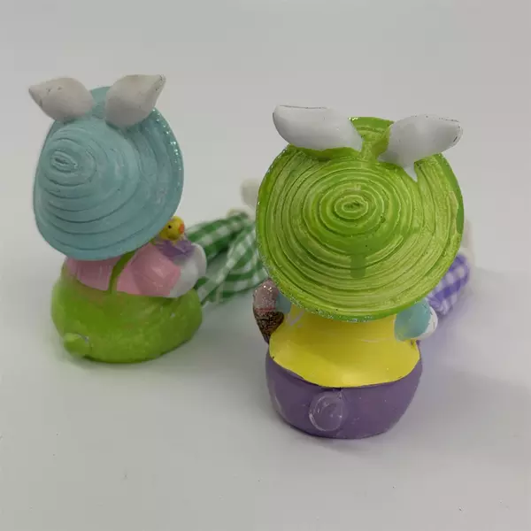 Lot of 2 Easter Bunny Mantel Figurines 6" Seasonal Decor Lightweight