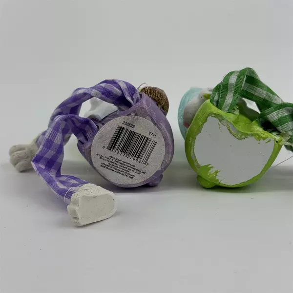 Lot of 2 Easter Bunny Mantel Figurines 6" Seasonal Decor Lightweight