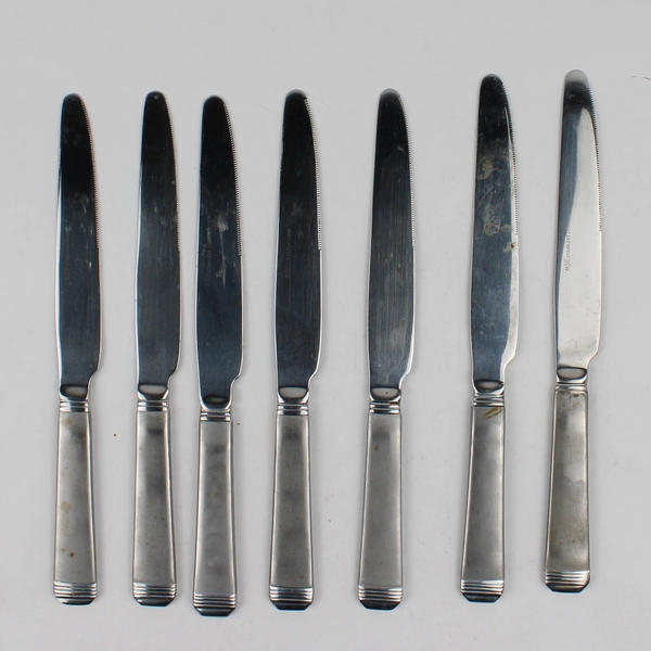 Lot Of 7 Martha Stewart Flatware MFS1 (Stainless) Dinner Knives 9" Long