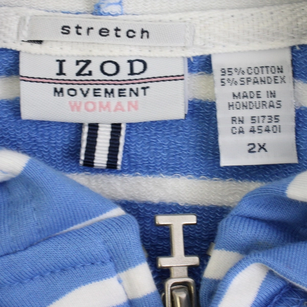 IZOD Movement Stretch Women’s 2X Blue and White Striped Zip Up Jacket