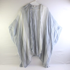 CJ Banks Women's One Size Blue and White Fringe Cardigan Cover Up