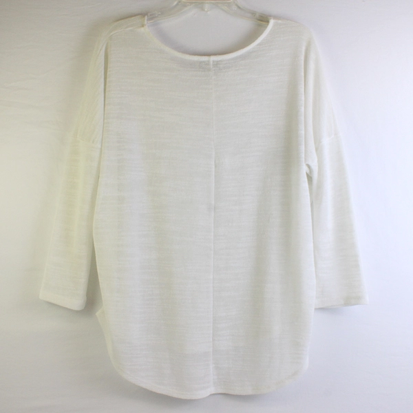 Olive & Oak Women's L White Knit Semi-Sheer Half Sleeve Top