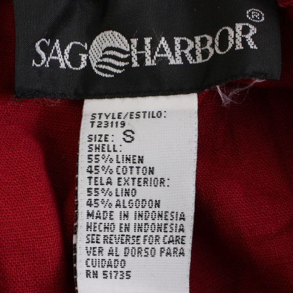 Sag Harbor Embroidered Red Linen/Cotton Capri Pants Women's Size S