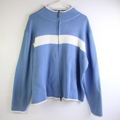 Great Northwest Clothing Company Women's 2X Blue White Zip Up Sweater