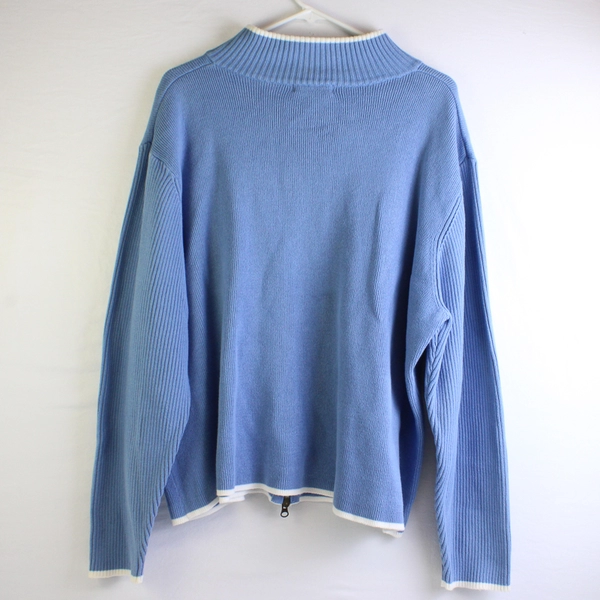 Great Northwest Clothing Company Women's 2X Blue White Zip Up Sweater