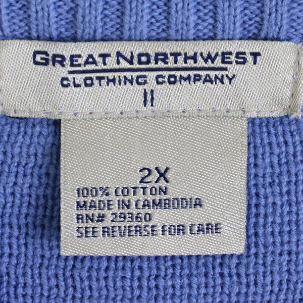 Great Northwest Clothing Company Women's 2X Blue White Zip Up Sweater
