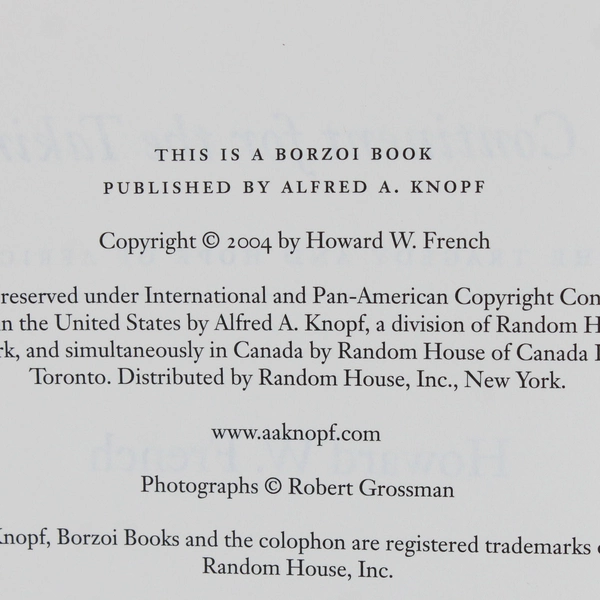 A Continent for the Taking by Howard W French 1st Edition 2004 Hardcover DJ