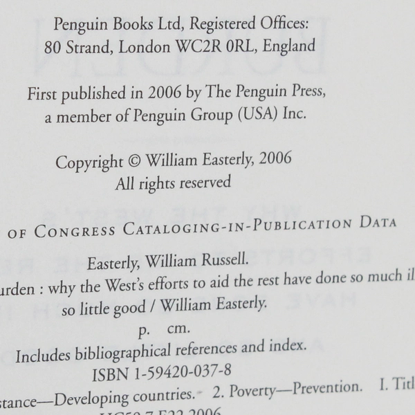 The White Man's Burden by William Easterly 2006 Hardcover Dust Jacket