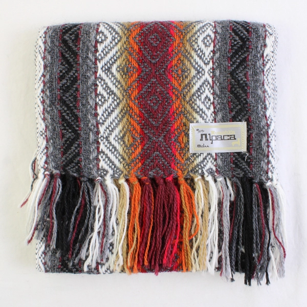 Ruashka Alpaca Southwestern Aztec Diamond Design Wool Scarf 62"