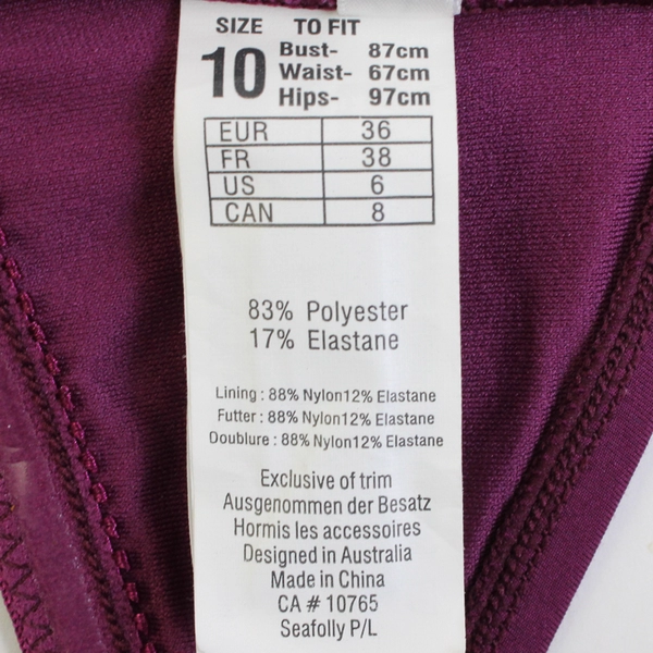 Seafolly Plum Purple Halter Bikini Top Women's Size 10