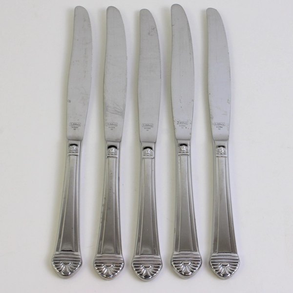 Lot Of 5 Libbey LYF7 (Stainless) Flatware Dinner Knives 9.5" Long