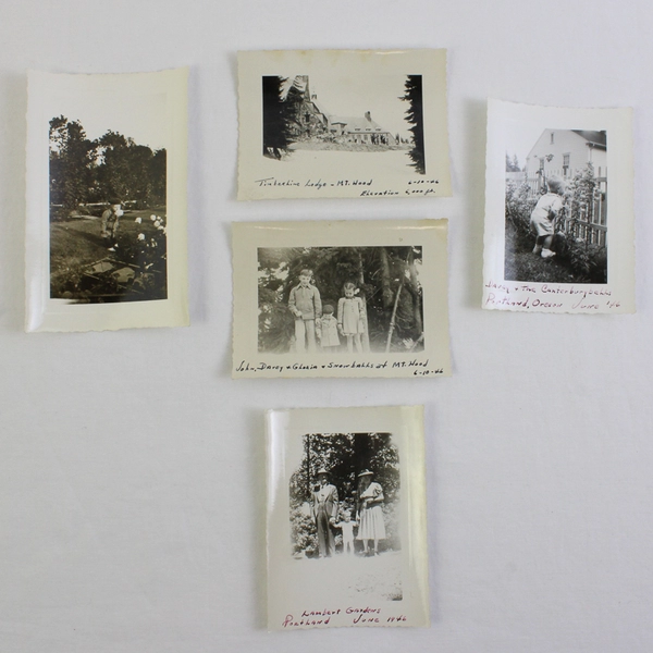 Lot of 5 Vintage 1940s Black and White Oregon Family Vacation Deckled Photos