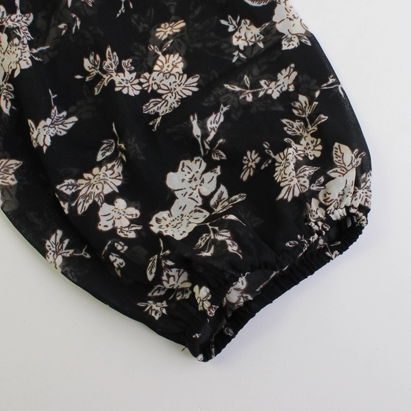 NWT DR2 by Daniel Rainn Black Floral Long-Sleeve Peasant Dress Women's Large