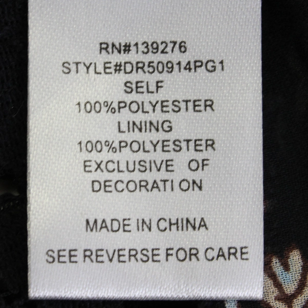 NWT DR2 by Daniel Rainn Black Floral Long-Sleeve Peasant Dress Women's Large