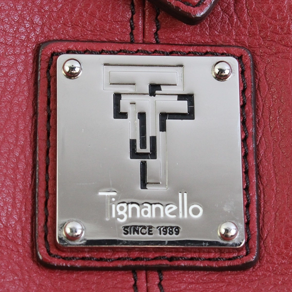 Tignanello Red Leather Crossbody Shoulder Bag, Carrying Strap & Metal Hardware