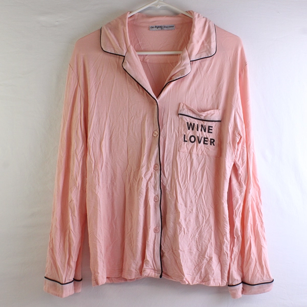 2 Pc Los Angeles Trading Company Pink Wine Lover Pajama Set Women's M/L