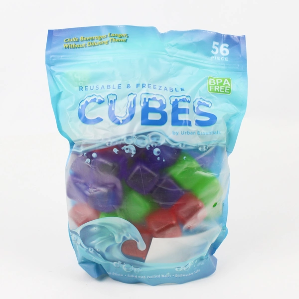 Urban Essentials 56 Colorful Reusable Plastic Ice Cubes With Resealable Bag