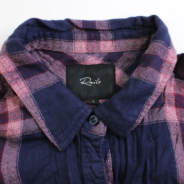  Rails Blue and Red Plaid Button-Up Shirt Women's Size Large
