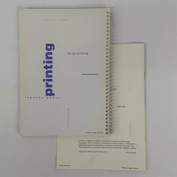 1994 Epson Stylus Color Inkjet Printer User Manual And Tip Book