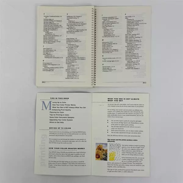 1994 Epson Stylus Color Inkjet Printer User Manual And Tip Book