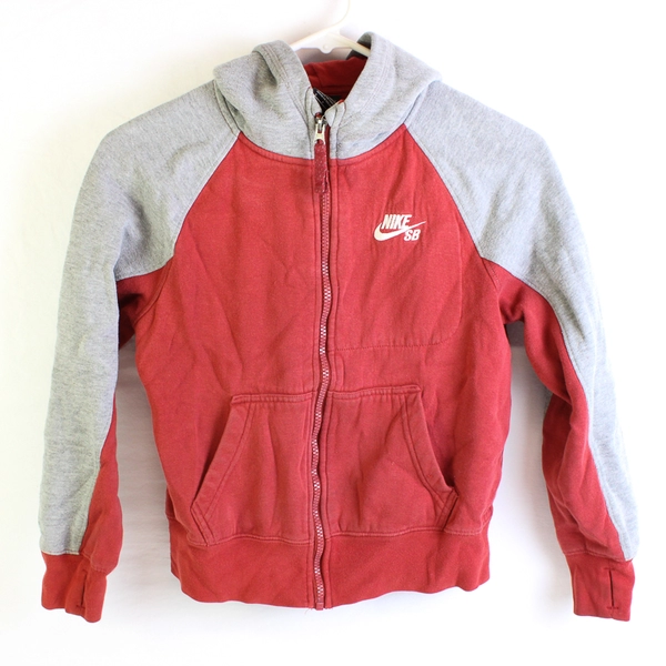 Nike Skateboarding Red and Gray Zip-Up Hoodie Youth Size Small 8-10 Yrs