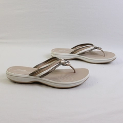 Clarks Cloudsteppers Cushionsoft Flip Flops Tan/White Women's Size 6.5