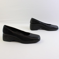 Rockport Solid Black Leather 2" Heeled Square Toed Pump Women's Size 9M