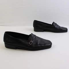 Partners Solid Black Leather Ruthie Loafers 1" Heel Women's Size 8.5