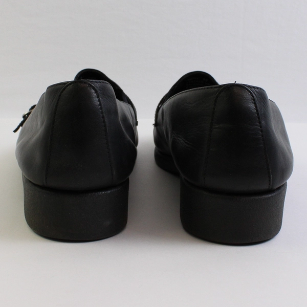Partners Solid Black Leather Ruthie Loafers 1" Heel Women's Size 8.5