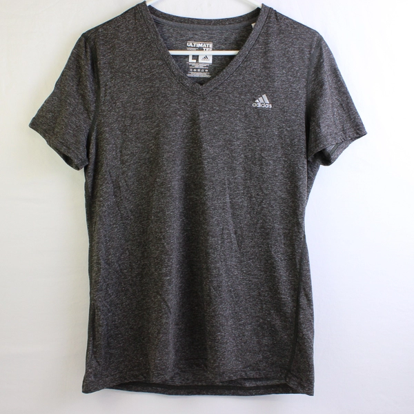 Adidas Dark Gray Short-Sleeve V-Neck Athletic T-Shirt Women's Size Large