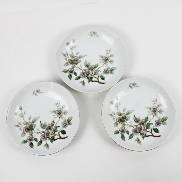 Set of 3 Meito China Floral Dogwood Shallow Coupe Bowls 7.5"