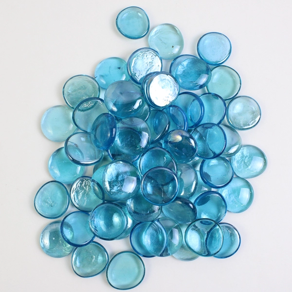 Lot Of 140 Aquarium Glass Stones Pebble Shaped Iridescent Blue (Each 1.25")