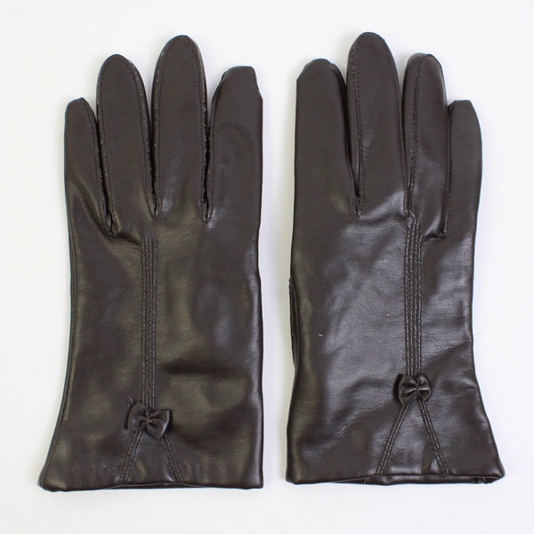 Unbranded Dark Brown Vinyl and Acrylic Gloves Women's Size Large
